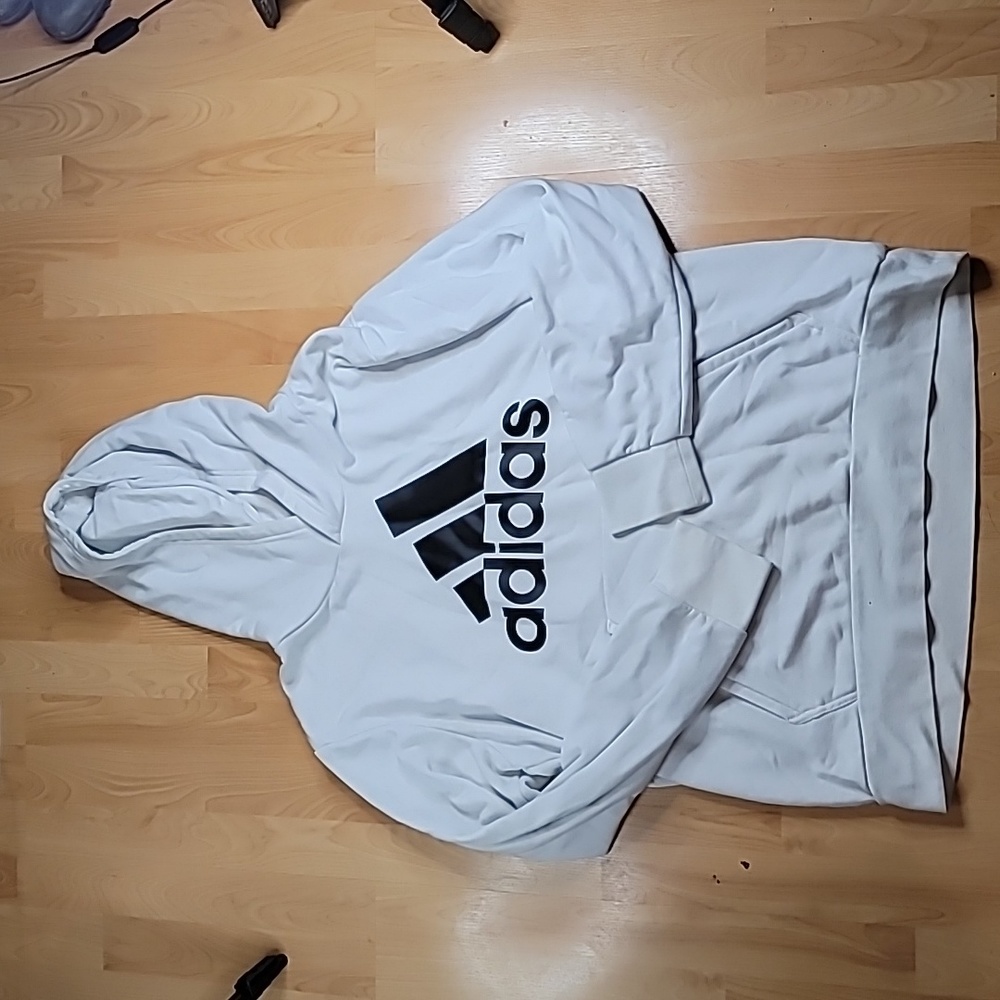 Adidas White Front Pocket Hoodie